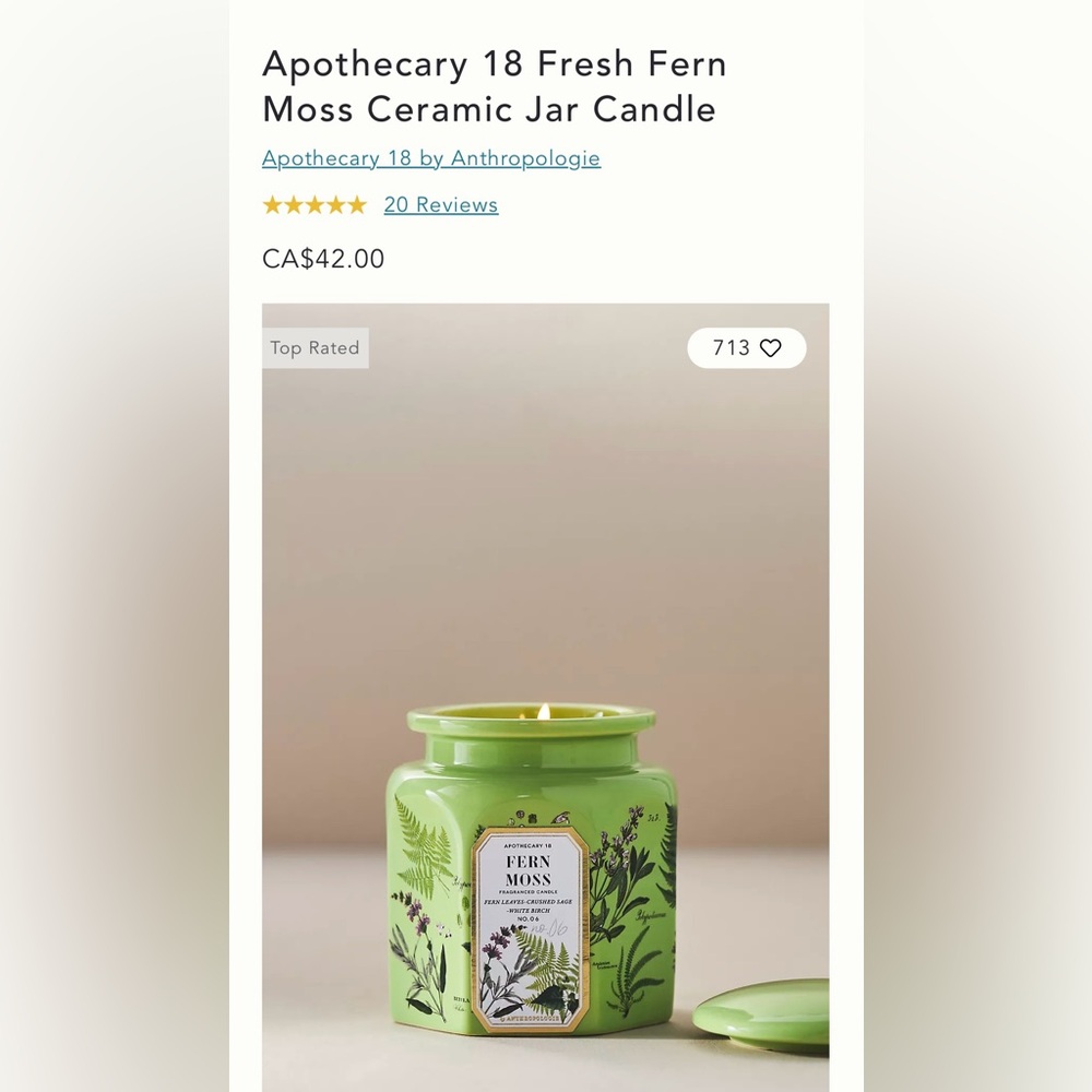 2 items - Anthropologie - Ceramic Jar Candle -AND- Room Spray - Retails at $85